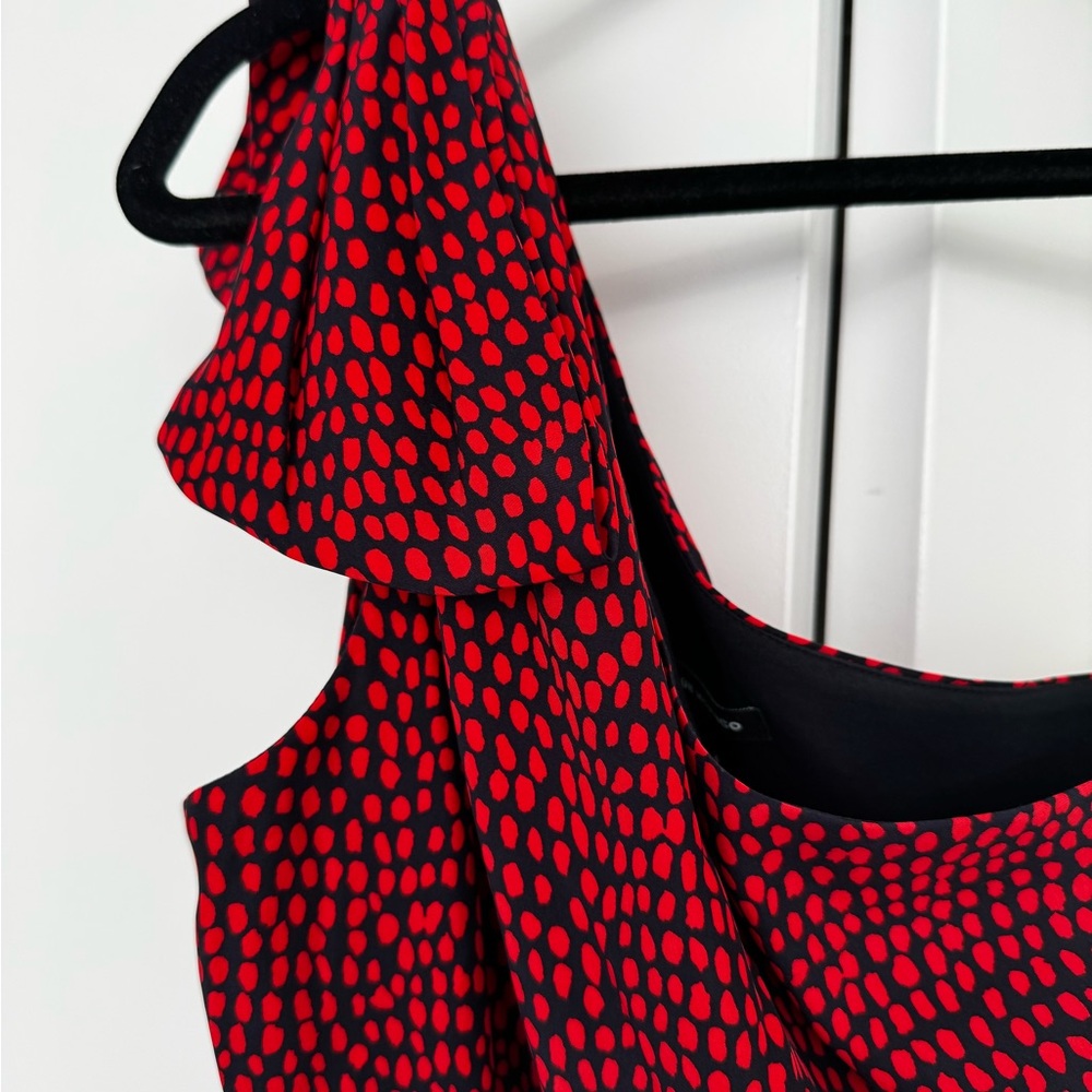 Club Monaco One-Shoulder Dress in Red and Dark Blue/Black - Picture 3 of 7